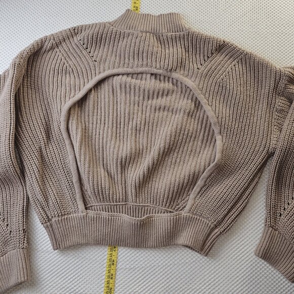 Women's M Sweater Cropped Long Sleeved Brown Cable Knit Forever 21 - Picture 6 of 10